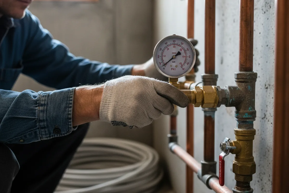 Pressure testing a repaired line during Water Line Repair in Greenfield Center